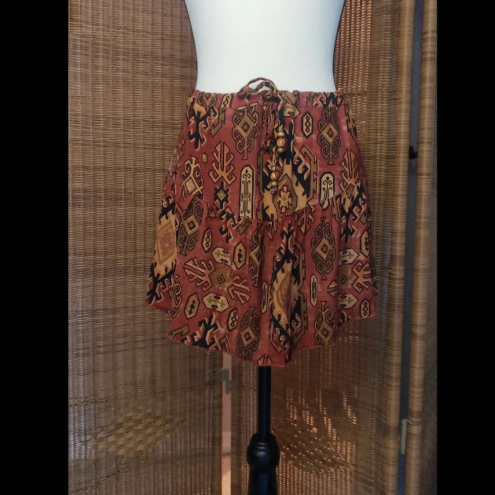 NWT Chaser boho drawstring waist flounce mini skirt size Medium